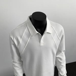 Nhà Máy Tùy Chỉnh Người Đàn Ông Mới Của Mỹ Phong Cách Thường Xuyên Vai Polo Áo Sơ Mi Nặng Rắn Cổ Áo Dài Tay Áo Giản Dị Áo Thun - Product Image 6