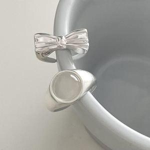 S925 Sterling <b>Silver</b> Women's <b>Ring</b> Bowknot Design <b>Adjustable</b> Fashionable Elegant Everyday Wear - Product Image 3