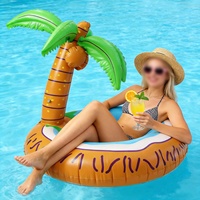 Bouée gonflable pour adultes en forme de palmier, thème Hawaï, pour piscine, plage, fête estivale, divertissement aquatique