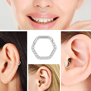 <span class=keywords><strong>Orecchini</strong></span> Esagonali in <span class=keywords><strong>Acciaio</strong></span> <span class=keywords><strong>Chirurgico</strong></span> 316L con Zircone, <span class=keywords><strong>Anello</strong></span> per il Naso, Design alla Moda, Gioielli Trendy da Donna - Product Image 3