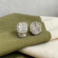 Mode 2026 – Clips d'oreille invisibles carrés, étanches, plaqués rhodium, avec zircone cubique, style « Old Money » et « Quiet Luxury », pour mariage, vente en gros, directement de l'usine