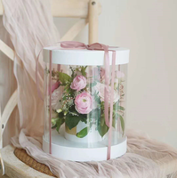 Boîte à fleurs ronde en PVC transparent, boîte cadeau pour fleurs, tube à fleurs, porte-bouquet, boîte d'emballage pour fleurs