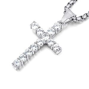 Cadenas de Acero Inoxidable con Circonita Antideslustre, Joyería Permanente Personalizada, Cadena Cruzada con Baño de Oro, Collares con Colgante de Moda para Hombre - Product Image 2