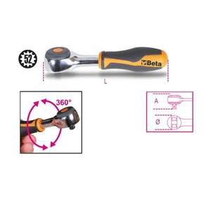 Cliquet réversible à entraînement BETA - 009000884 1/4 ''avec poignée rotative avec mécanisme à 52 dents (multi-pack) RATCHETS - Product Image 2