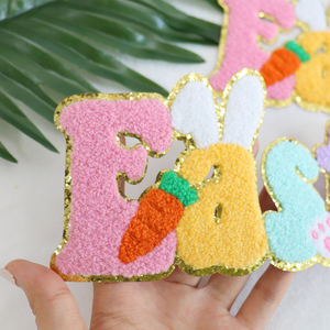 사용자 정의 부활절 패턴 패치 나쁜 토끼 셔닐 패치 까마귀 옷 패치 스팽글 애니메이션 편지 철 - Product Image 6