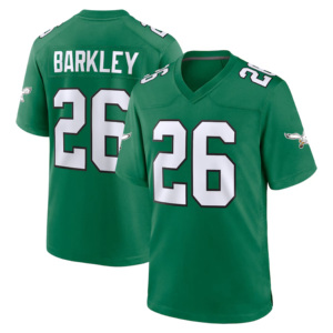 USA Voetbalshirts 26 Saquon Barkley 1 Jalen Hurts 33 DeJean 9 Lemon 62 Kelce 6 Smith Geborduurde Shirts Tops Kelly Groen - Product Image 2