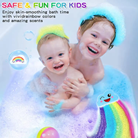 Coffret Cadeau de 4 Bombes de Bain Effervescentes Arc-en-ciel Naturelles Artisanales pour Enfants Marque Privée
