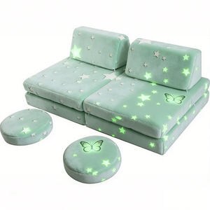 Divano Gioco per Bambini Luminoso al Buio, Poltrona Pieghevole per Bambini in Schiuma ad Alta Densità 30D, Sedia da Terra Portatile, Compressa e Confezionata Sottovuoto - Product Image 1