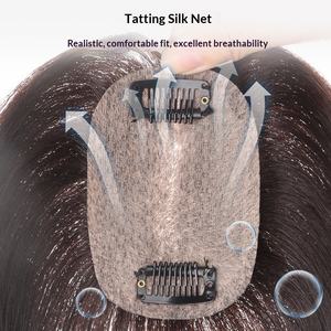 Pièce de perruque en <span class=keywords><strong>cheveux</strong></span> bouclés, entièrement tissée à la main, noire, naturelle, sans trace, volumineuse, à aiguille progressive, longue durée, pour la réparation des <span class=keywords><strong>cheveux</strong></span> - Product Image 2