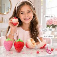 ISMAN Custom 3ml Aardbei-vormige Lipgloss Verpakking Schattig Fruit Transparante Tube Sleutelhanger Cosmetische Verpakking Groothandel