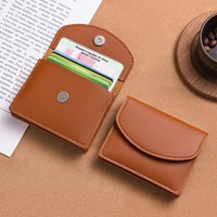 Dompet Koin PU Portabel Kompak Gaya Korea Minimalis Wanita, Tempat Kartu Multifungsi 2-in-1 dari Bahan Poliester