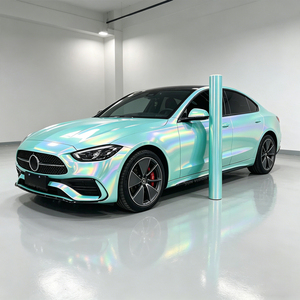 พรีเมี่ยมกลอสกิ้งก่ามุกแววโลหะสีเขียวสีม่วงไวนิลรถห่อฟอยล์ที่มีการปล่อยอากาศ - Product Image 1