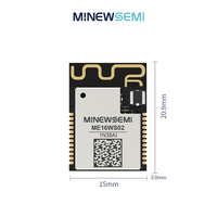 MinewSemi WiFi 4 BLE 5.2 Combo LNA RF Module BK7238 2MB 2.4GHz 32-bit ME16WS02 Mendukung Mode AP/STA/AP+STA Antarmuka UART Pintar