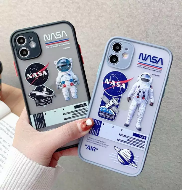 New Designer Cartoon Astronaut Phone Case for iPhone 14 13 12 Pro Max Soft Silicone TPU PC Astronaut Back Cover Phone Case