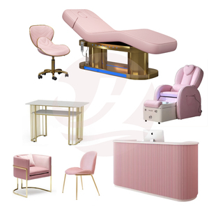 Reclinable personalizado salón cama de belleza mesa de masaje facial cosmético Rosa uñas spa salón equipo muebles conjunto - Product Image 5