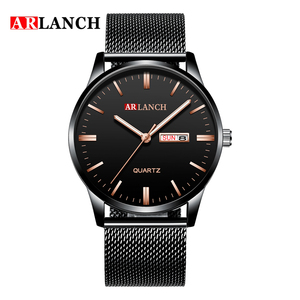 Versatile Mens Everyday Watch Black Leather Strap Rose Gold Tone Hands Date Window Quartz Wristwatch - Product Image 6