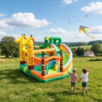 Château gonflable géant en PVC pour enfants, motif girafe de la jungle, avec toboggan, pour jeux en extérieur et à domicile