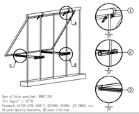 Kit de support solaire pour balustrade de balcon en aluminium anodisé et acier inoxydable, inclinaison réglable de 23 à 35 degrés, support PV