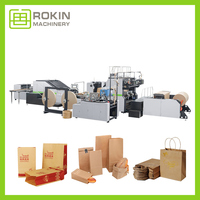 Machine à fabriquer des sacs en papier kraft à fond carré entièrement automatique ROKIN, alimentée par rouleau, pour produits, épicerie, pain, aliments, sacs en papier brun