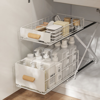Organisateur de cuisine en métal extensible à 2 niveaux réglable pour sous-évier