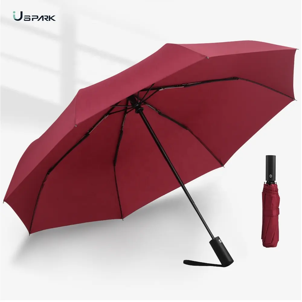 Paraguas plegable y portátil, sombrilla de viaje totalmente automática, resistente al viento y al rebote, 3 pliegues