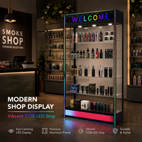 Vitrine LED en verre trempé 8 mm à cadre en aluminium épaissi, bande lumineuse arc-en-ciel, 5 étagères réglables – Meilleures ventes