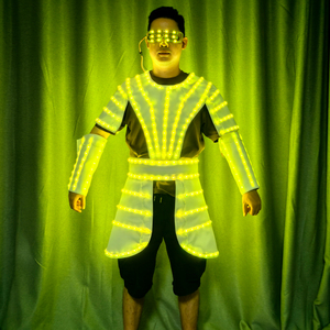DJ bar Liquor Props Stage Show Performance Glow Suit LED Control remoto Ropa colorida Traje de armadura blanca - Product Image 5