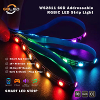 Kit de bande LED adressable RGBIC WS2811 de 5 m, 12 V, CRI90, pixels intelligents, couleur de rêve, contrôle sans fil par application USB, éclairage de Noël à intensité variable