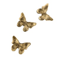 Décoration Murale Papillon en Résine Dorée Oniya, Ensemble de 4x3 pouces, Sculpture d'Insecte 3D en Laiton Antique pour Salon, Chambre, Hôtel, Ornement Suspendu