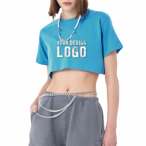 Camiseta Corta Sexy de Color Sólido al por Mayor, Estilo Spice Girl, Informal, Holgada, Transpirable, para Yoga y Deporte, para Mujer - Product Image 2