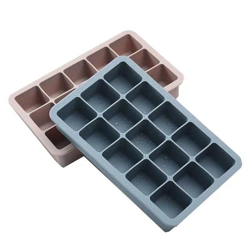 Molde de silicone reutilizável para congelar, bandeja de silicone de grau alimentar com 15 grades para congelador