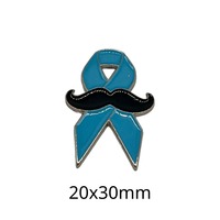 Épinglette personnalisée en métal avec ruban bleu et moustache pour la sensibilisation au cancer de la prostate, pour événements de collectes de fonds caritabiles sur la santé masculine