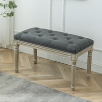 Tabouret carré européen en tissu, tabouret de piano bjflamingo Vanity Bench Foot-stool avec pieds en bois sculpté