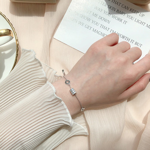 Cylindrical Zircon <b>Bead</b> <b>Bracelet</b> <b>For</b> Women Slim Waist Design Gift Jewelry Zinc Alloy Bezel Setting - Product Image 3