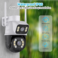 Caméra IP WiFi PTZ 4K sans fil 8MP à double objectif CMOS avec détection humaine IA pour surveillance extérieure et domestique, avec carte mémoire et stockage cloud