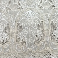 Tissu pour vêtements pour femmes Coconut Tree, tissu soluble dans l'eau 100% coton pour vêtements brodés ou robe hawaïenne, tissu en dentelle