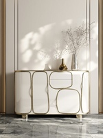 Console d'entrée en bois massif de style italien, meuble de rangement mural de luxe léger, buffet design pour salon de villa
