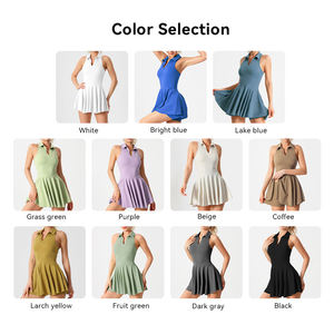 Vestido deportivo sin mangas para mujer, con cuello en V, sujetador incorporado, bolsillo y pliegues, ideal para tenis, golf, pickleball y gimnasio. - Product Image 3