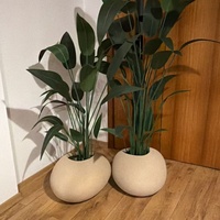 Pot Bunga Batu Fiberglass, Pot Tanaman Dekorasi Rumah & Taman, Pot Tanaman Nordik Kreatif Besar, Pot Tanaman Indoor & Outdoor, Pot Ukiran Tangan Gaya Pedesaan