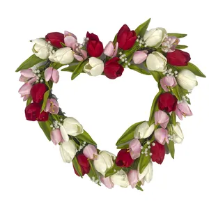 2023 valentine day plastic tulip heart shape wreath for Wedding Engagement Anniversary