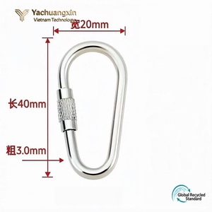 Stainless Steel Carabiner <b>Set</b> 4-Pack Oval Shape Screw Gate Locking Clip for Climbing Outdoor Use All Seasons - Product Image 2