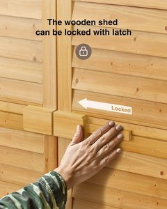 Abri de jardin extérieur à double porte, verrouillable, étanche, en bois de <span class=keywords><strong>sapin</strong></span>, avec <span class=keywords><strong>3</strong></span> étagères réglables pour l'organisation du jardin et de la cour. - Product Image 4