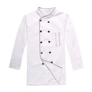 <b>Chef</b> Uniform Long Sleeve Cotton Work Coat For Restaurant Kitchen Staff White Black Red - Product Image 2