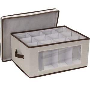 Twelve-Compartment <strong>Storage</strong> <strong>Box</strong> Beige and <strong>Brown</strong> <strong>Storage</strong> <strong>Box</strong> Tableware <strong>Storage</strong> <strong>Box</strong> for Storing Wine Goblets - Product Image 3