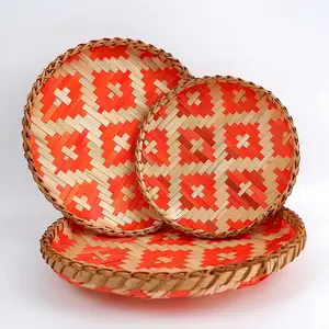 Handmade dệt trang trí cỏ biển nước Hyacinth wicker liễu tre lưu trữ giỏ S/3 tre treo tường giỏ trang trí nội thất thiết lập