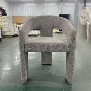 Полностью обитый обеденный стул с индивидуальной обивкой из ткани букле, металлическим каркасом, современным дизайном и повышенной прочностью - Product Image 2