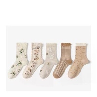 Chaussettes pour femmes Caramella Purple, chaussettes d'automne à imprimé animalier, légères, en polyester et coton, absorbant la transpiration, style japonais