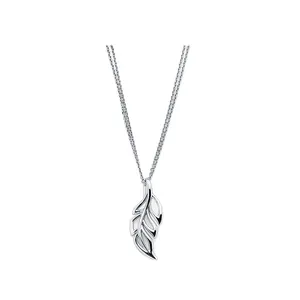 Fashionable Leaf Shape High Polishing Pure Sterling Silver Chain Link Necklace Pendant For Women Daily Wear