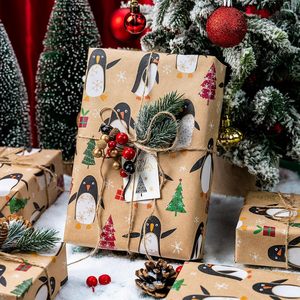 MAYPLUSS Christmas Wrapping Paper Roll 17in X 33ft Kraft Paper Cute Penguin Tree Pattern Gift <b>Wrap</b> for Holiday Season - Product Image 5