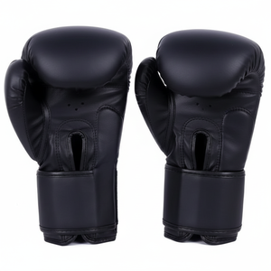 Gants de boxe noirs en PVC de haute qualité et confortables avec évacuation de l'humidité, tailles 8oz-16oz, personnalisables pour l'entraînement MMA adulte - Product Image 2